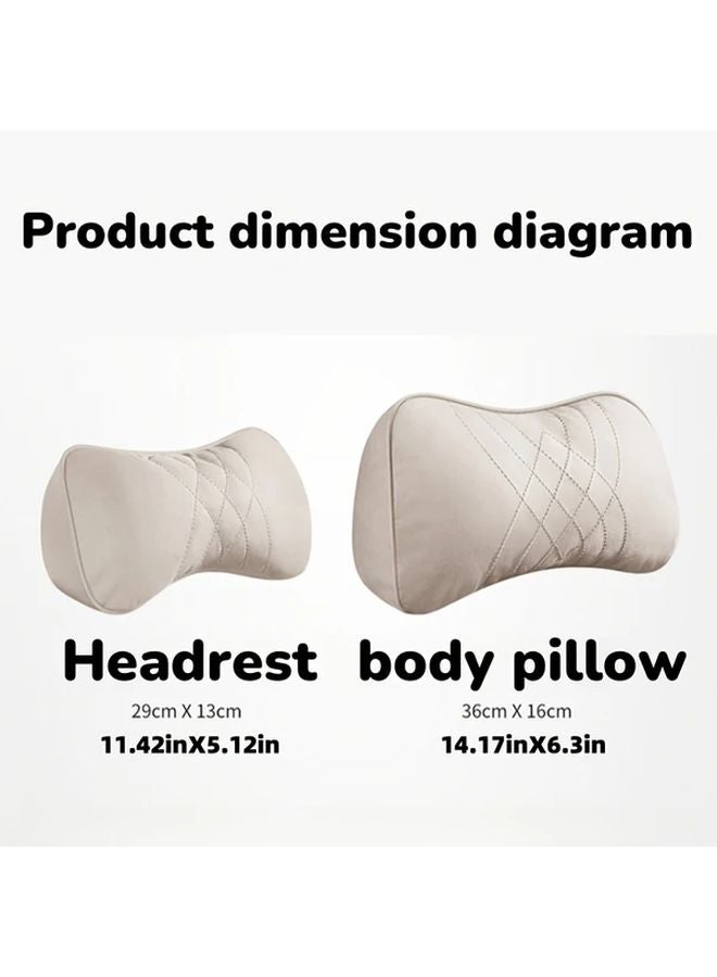 Chongqing Coffee Universal Car Headrest Pillows Rhombus Embossed PU Leather Ergonomic Neck Back Support - Image 2